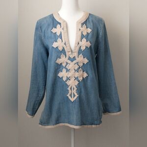 J. Crew embroidered denim kaftan top 4